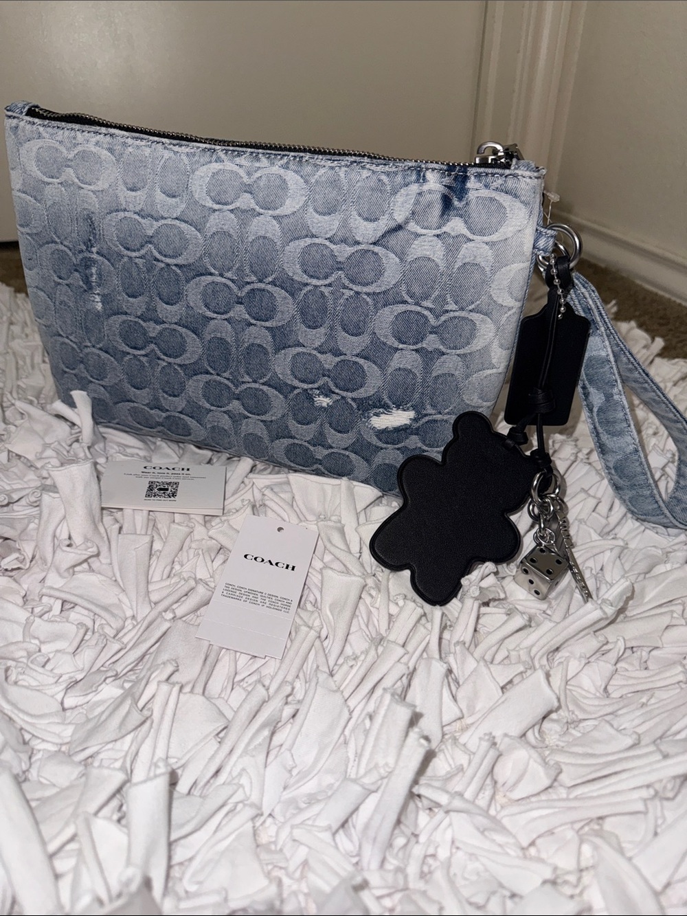 COACH, Distressed Denim… SIGNATURE JUMBO WRISTLET🔥🔥🔥🔥BRAND NEW, SOLD OUT!
